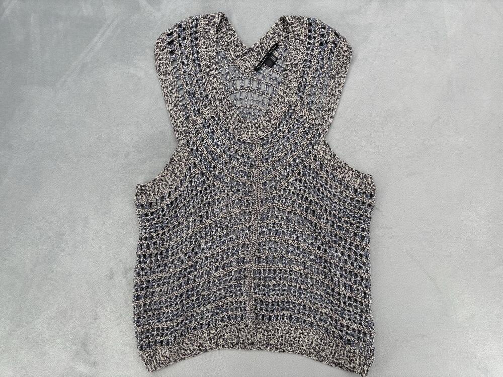 Theyskens' Theory Womens S Sheer Silk Gray Crochet Knit Tank Top Boho Whimsigoth